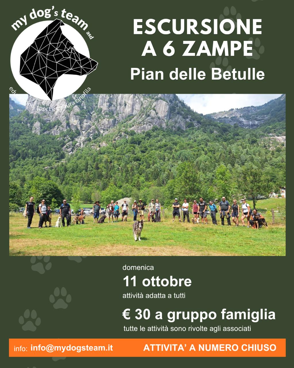 ESCURSIONE A 6 ZAMPE – Pian delle Betulle